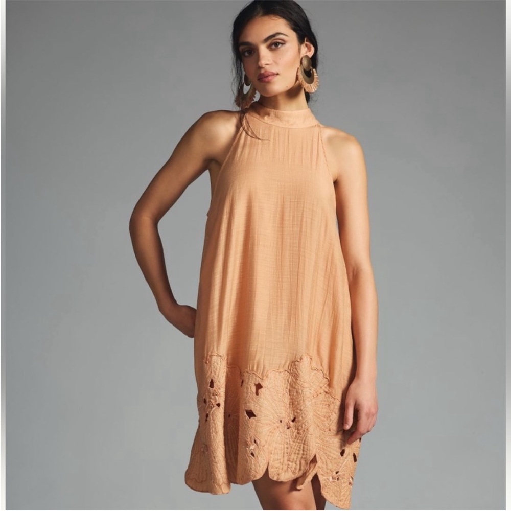 Anthropologie‎ floral cut out halter dress